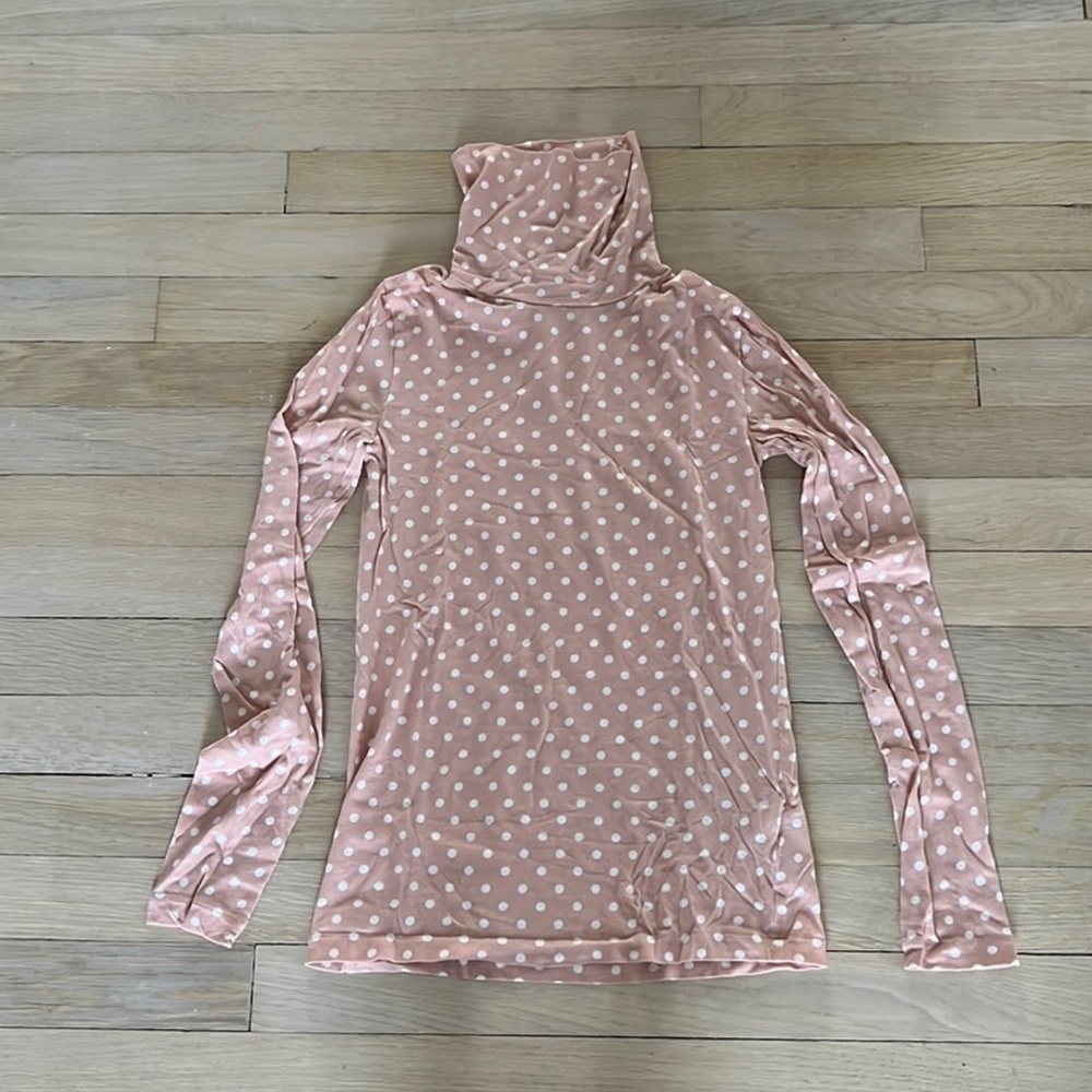 J. Crew Pink Polka Dot Long Sleeve Turtleneck